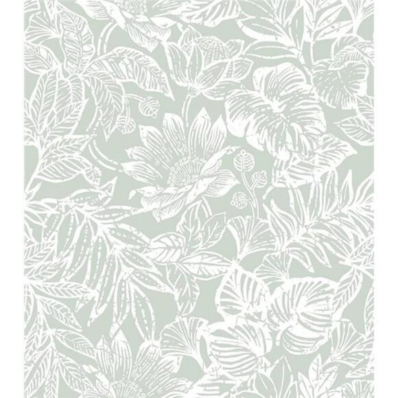Tropical Leaf Peel Stick Wallpaper Green White Floral Removable Wall Decor - Picture 7 of 7